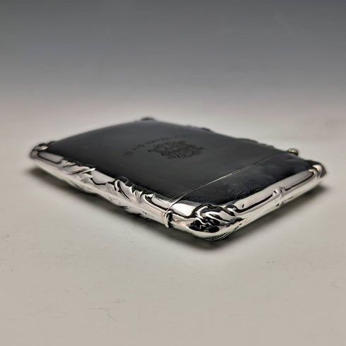 1910 British antique sterling silver mirror finish card case 79g EJ Trevitt